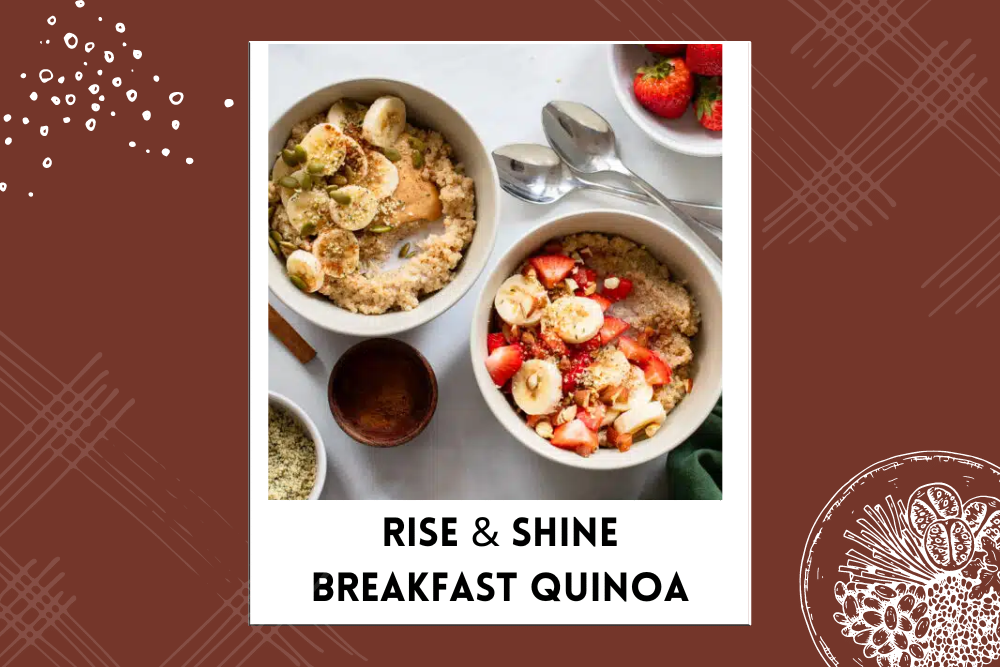 Overhead view of breakfast quinoa bowls.