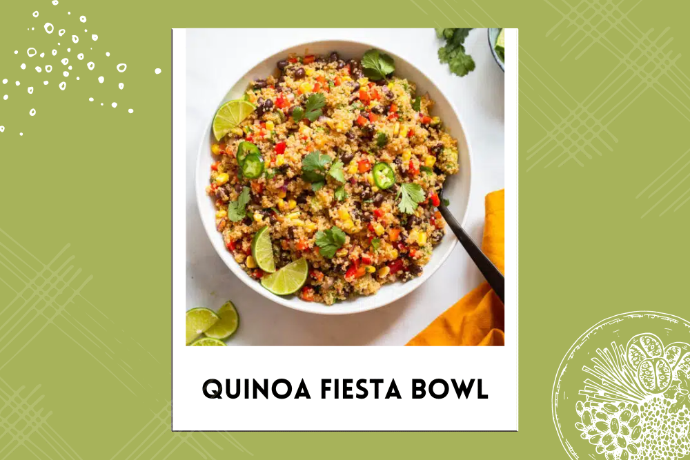 Top view of a quinoa fiesta bowl.