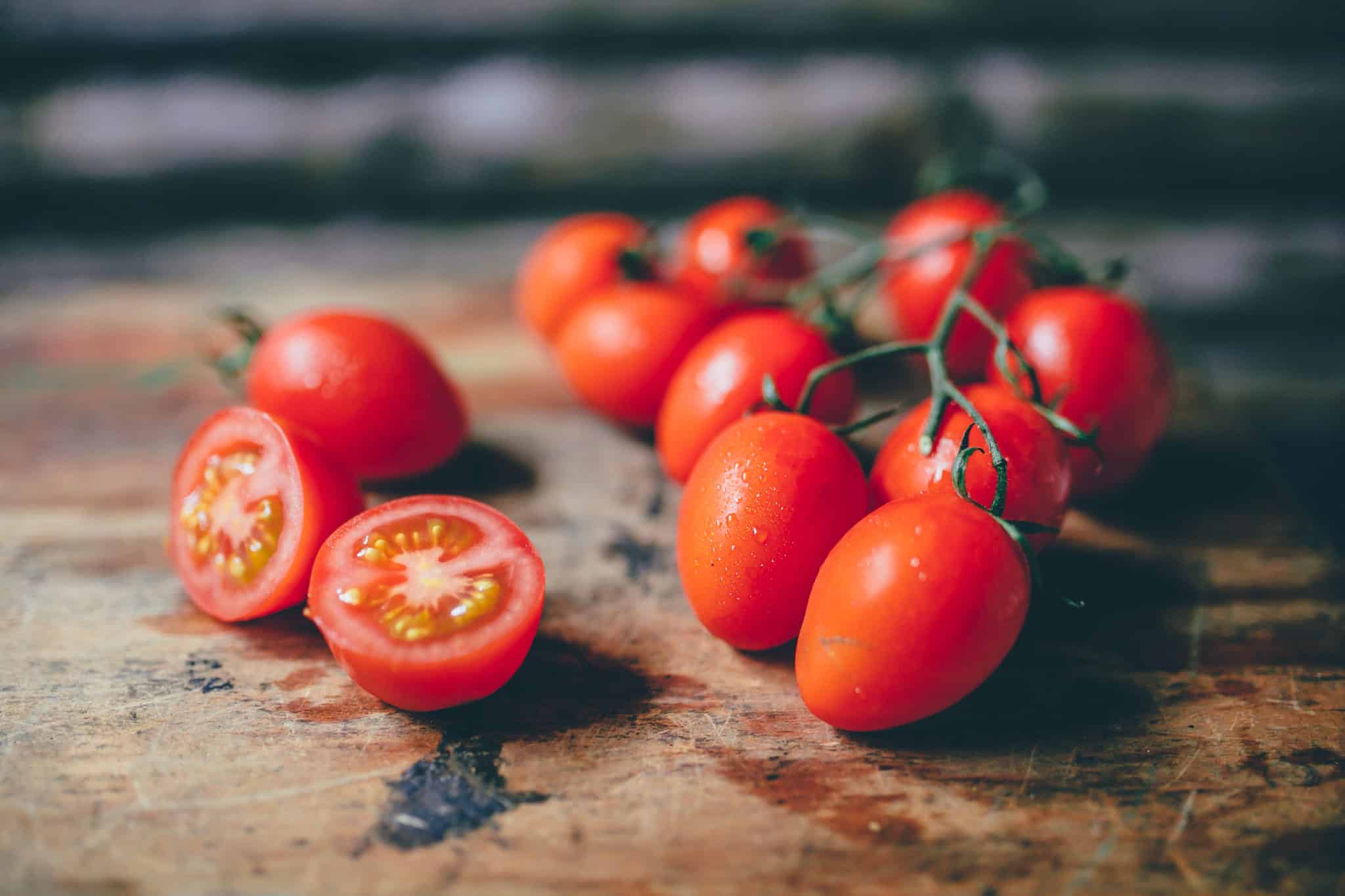 Close up of cherry tomatoes.