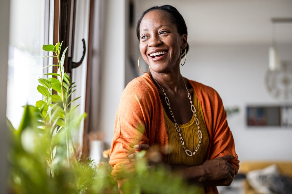 woman smiling embracing positive menopause mindset